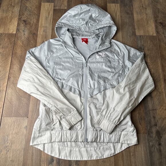 Nike Track Jacket Women's Medium‎ White Hooded Athletic Training Fitness 5423 - Picture 1 of 14